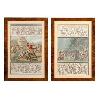 A) DUELLO TRA ETTORE E ACHILLE SOTTO LE MURA DI TROIA - Luigi Ademollo