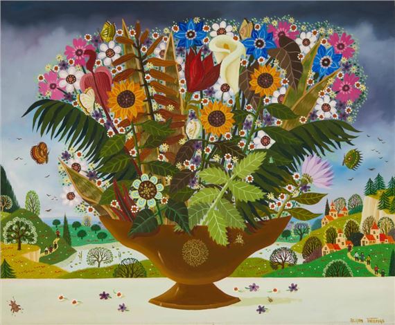 Bouquet devant un étang by Alain Thomas