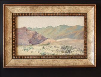 Oil on board depicting a Californian desert landscape - Roy Burton Sherriff