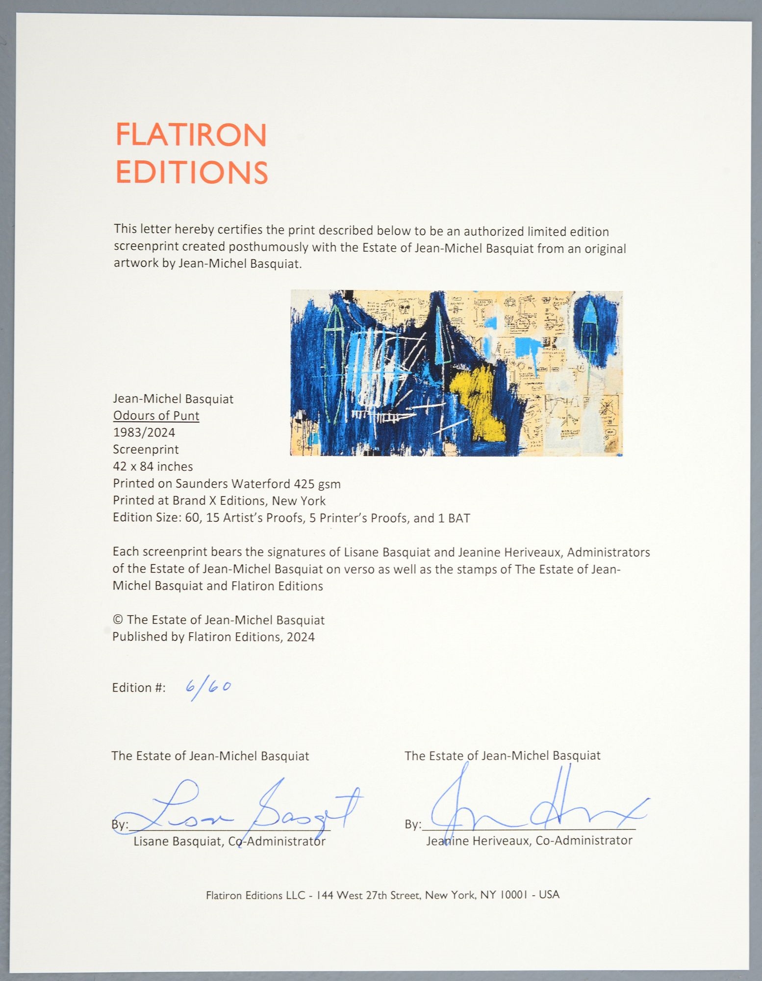 Artwork by Jean-Michel Basquiat, Jean-Michel Basquiat Estate ODOURS OF PUNT Screenprint, Made of screenprint