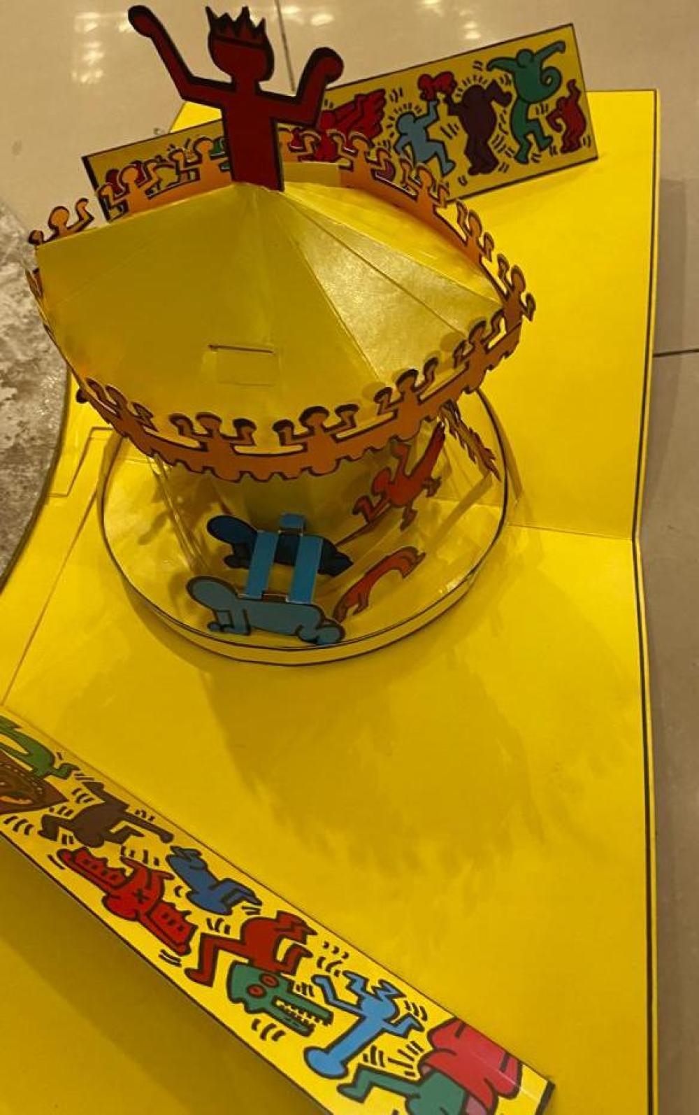 Artwork by Keith Haring, Luna Luna & Poetic Extravaganza, Made of mixed media, pop-up carousel folder / print