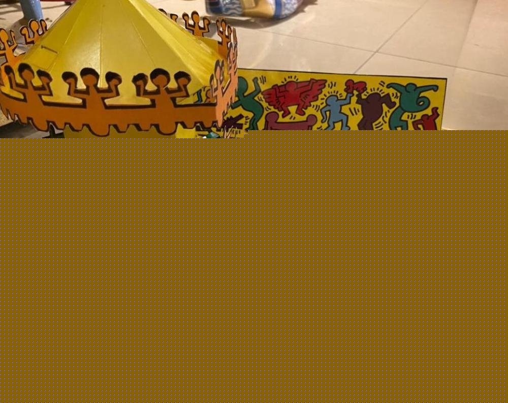 Artwork by Keith Haring, Luna Luna & Poetic Extravaganza, Made of mixed media, pop-up carousel folder / print