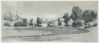 Harland Goudie ''Sand Coulee'' Signed 1975 Etching Framed 15''x25 - Harland J. Goudie