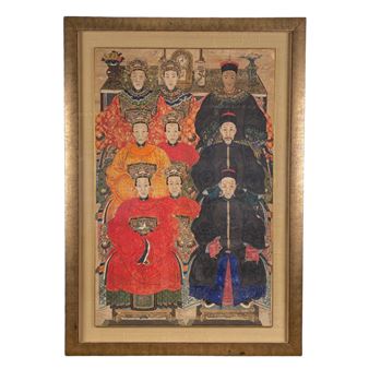 LARGE CHINESE ANCESTORS PAINTING - Chinese School