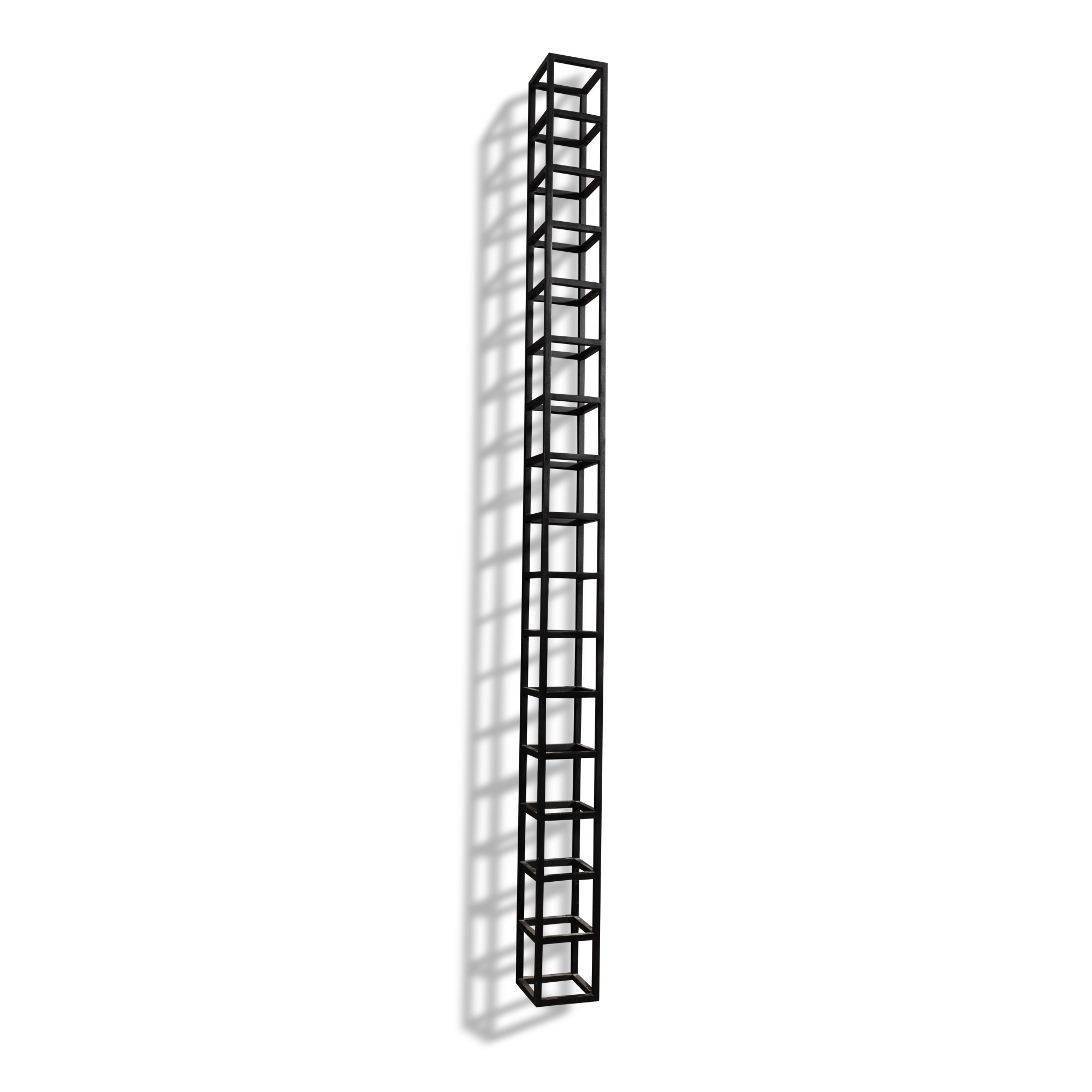 Artwork by Sol LeWitt, Wall Piece (16 modules high, Made of pine wood with Krylon Black Satin Paint