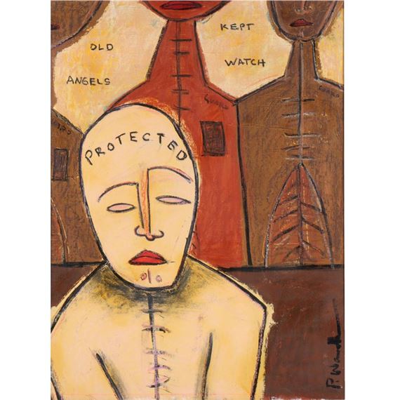 TWO PAINTINGS: Protected by Angels, 2002 / Old Fool Old Mule, 2000 by Paul Andrew Wandless, 2002