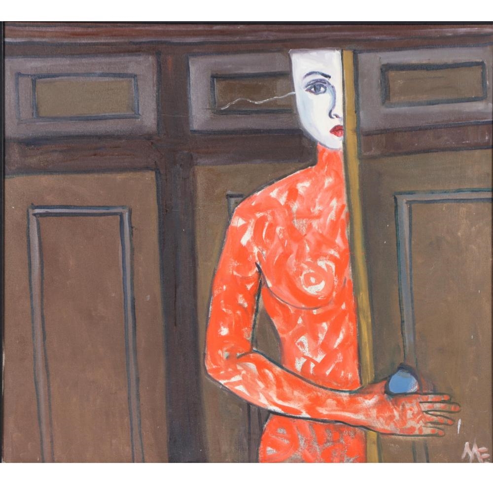 Mae Alice Engron | nude female figure peeking from behind a door (1984 ...