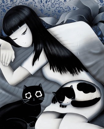 Artwork by Jang Koal, Lazy Daze, Made of acrylic on Korean paper