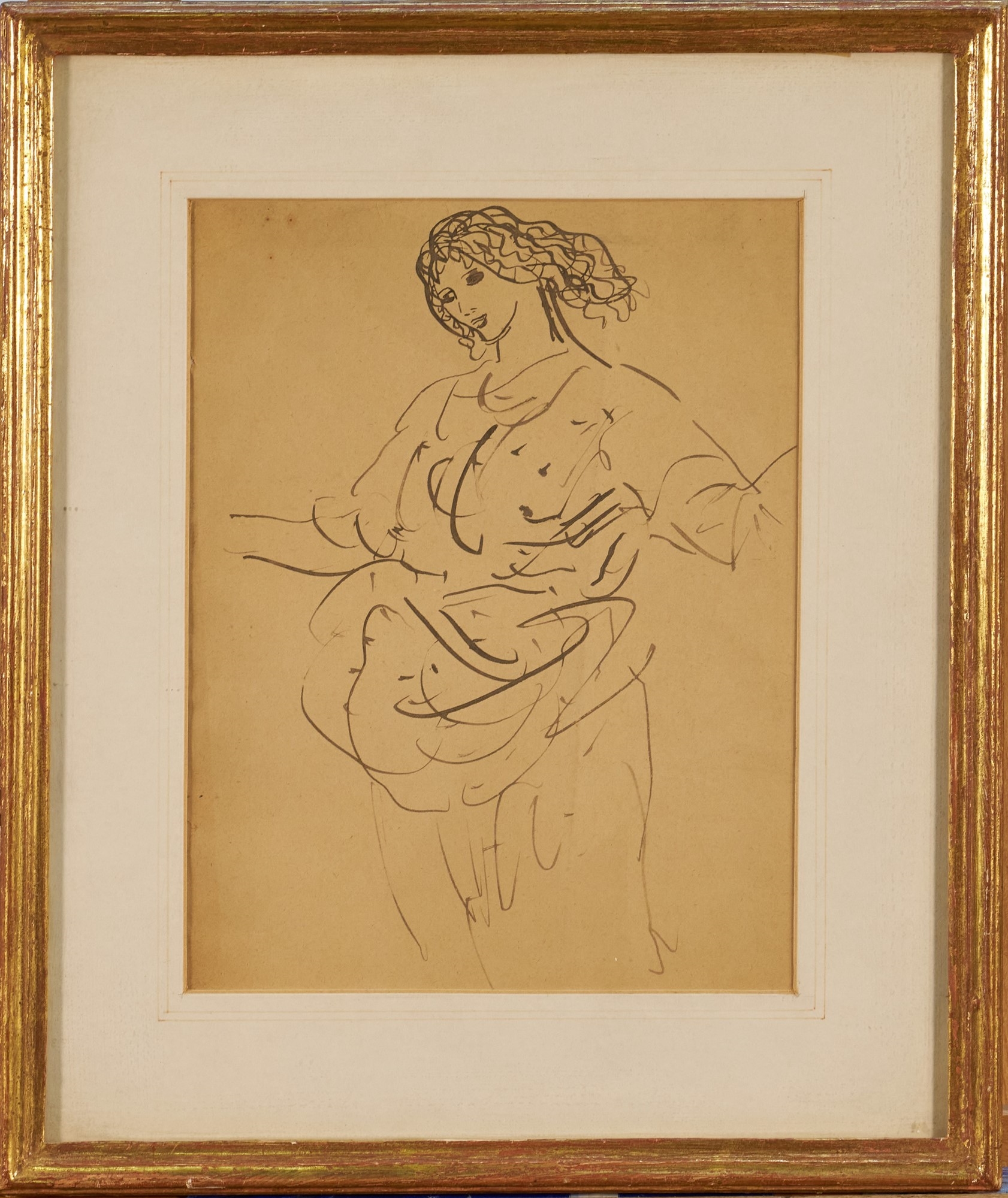 Augustus Edwin John | pen and ink sketch of a figure | MutualArt