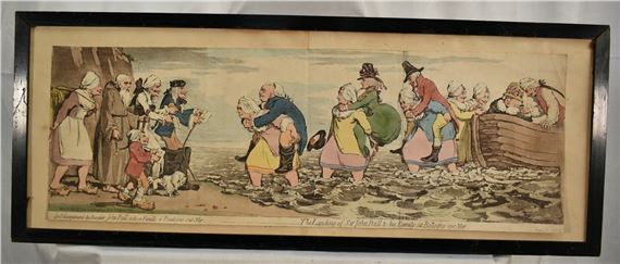 The Landing of Sir John Bull & his Family at Boulogne sur Mer by James Gillray, May 1792