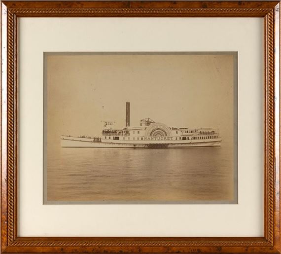 Port view of the sidewheel paddle steamer island ferry Nantucket - Henry Sherman Wyer