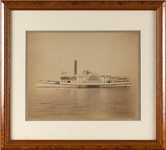 Port view of the sidewheel paddle steamer island ferry Nantucket - Henry Sherman Wyer