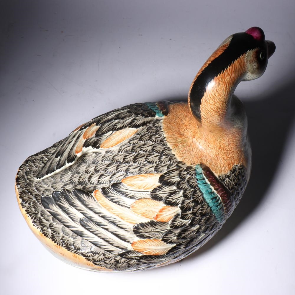 Italian School | Mottahedeh Italian design goose form tureen. 12 3/4H x ...