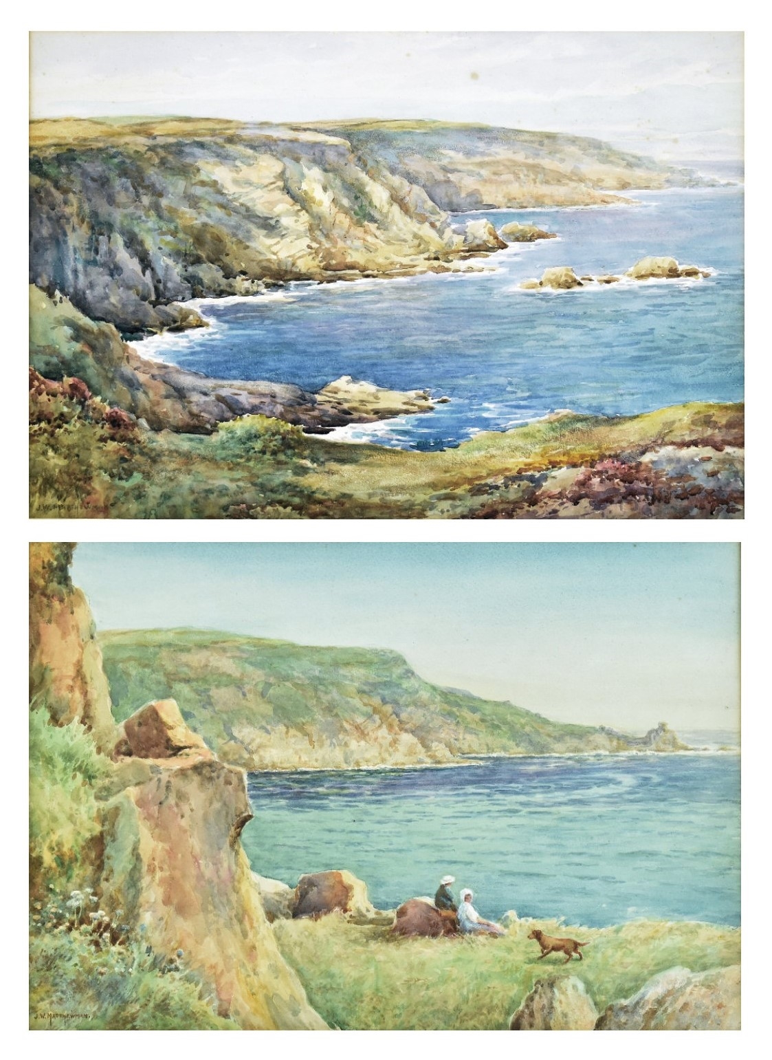 Artwork by John W Mathewman, - Two early 20th century watercolour on paper landscape paintings, Made of watercolour on paper