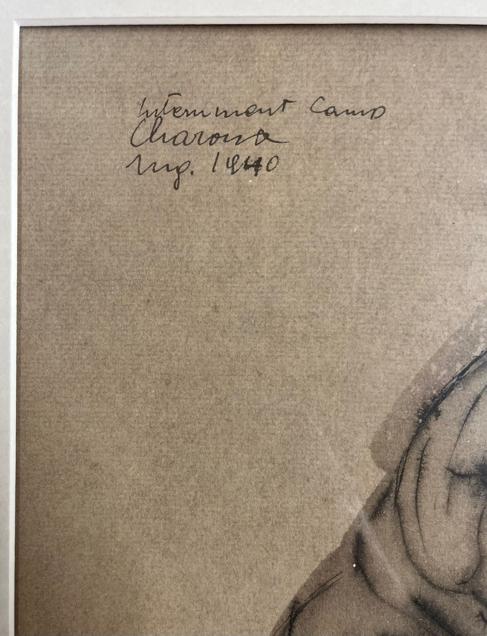 Artwork by Siegfried Charoux, FIGURE INTERNMENT CAMP, Made of ink on paper sketch drawing