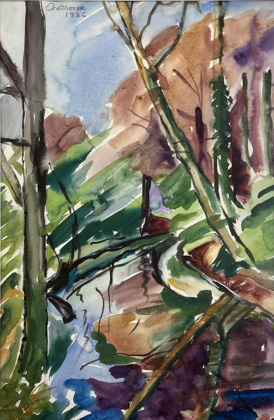 Artwork by Siegfried Charoux, – Untitled Creek Scene in Cornwall, Made of watercolour & gouache on paper