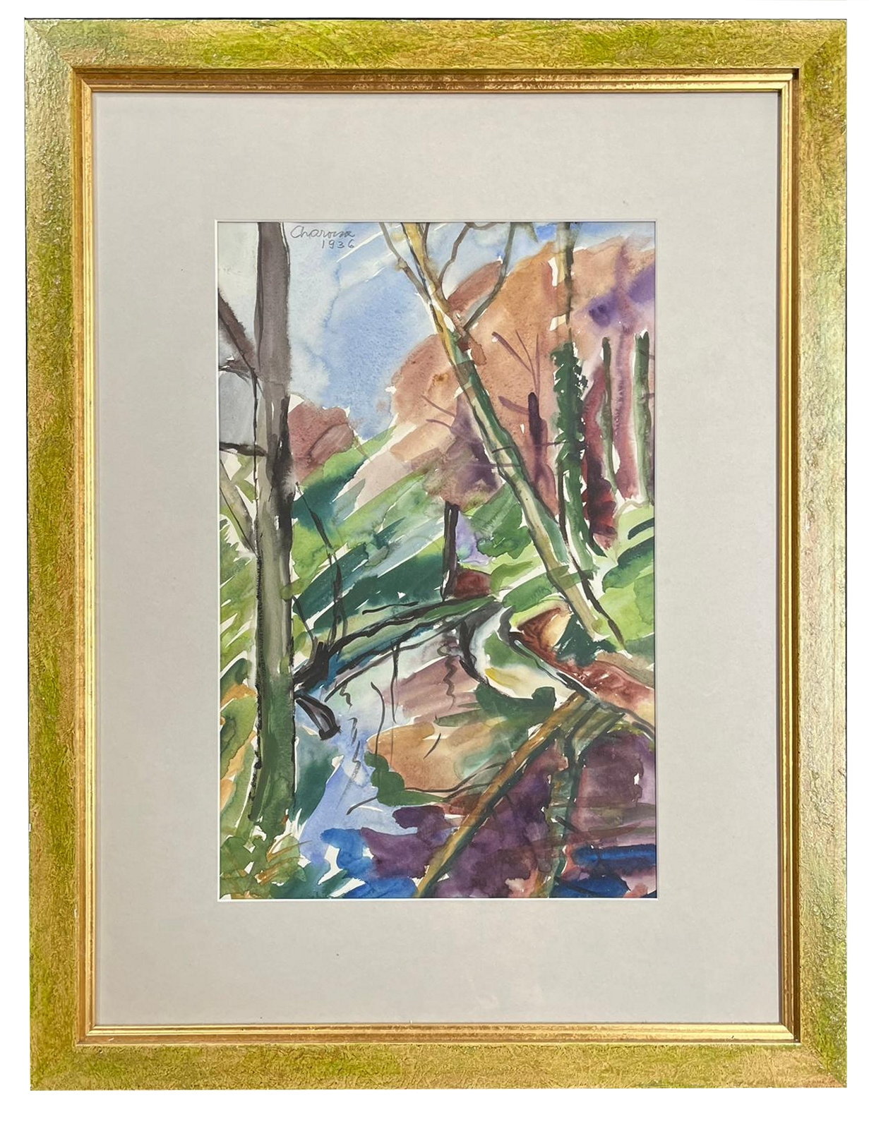 Artwork by Siegfried Charoux, – Untitled Creek Scene in Cornwall, Made of watercolour & gouache on paper