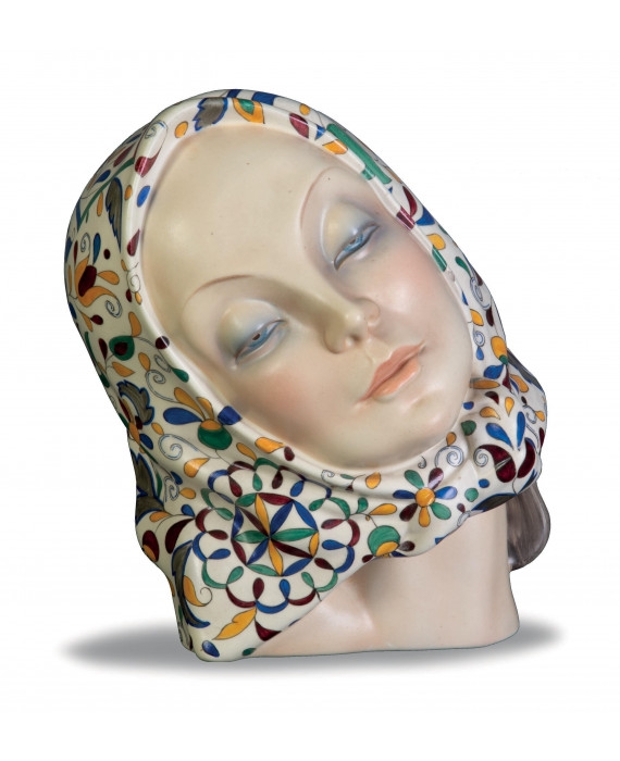 Artwork by Elena König Scavini, Helen Konig Scavini (1886-1975). Testa di paesanella, Made of Ceramic