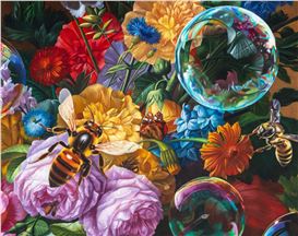 Bees and Irridescent Bubbles Infiltrate Still-Life Traditions in Marc Dennis’ Paintings
