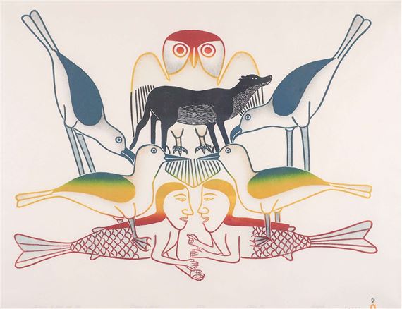 ANIMALS OF LAND AND SEA; 1991 by Kenojuak Ashevak, 1991