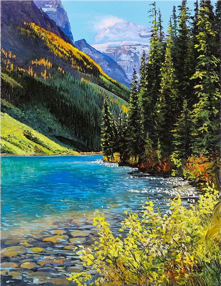 AUTUMN SHORE WITH LARCH ABOVE by Andrew Kiss