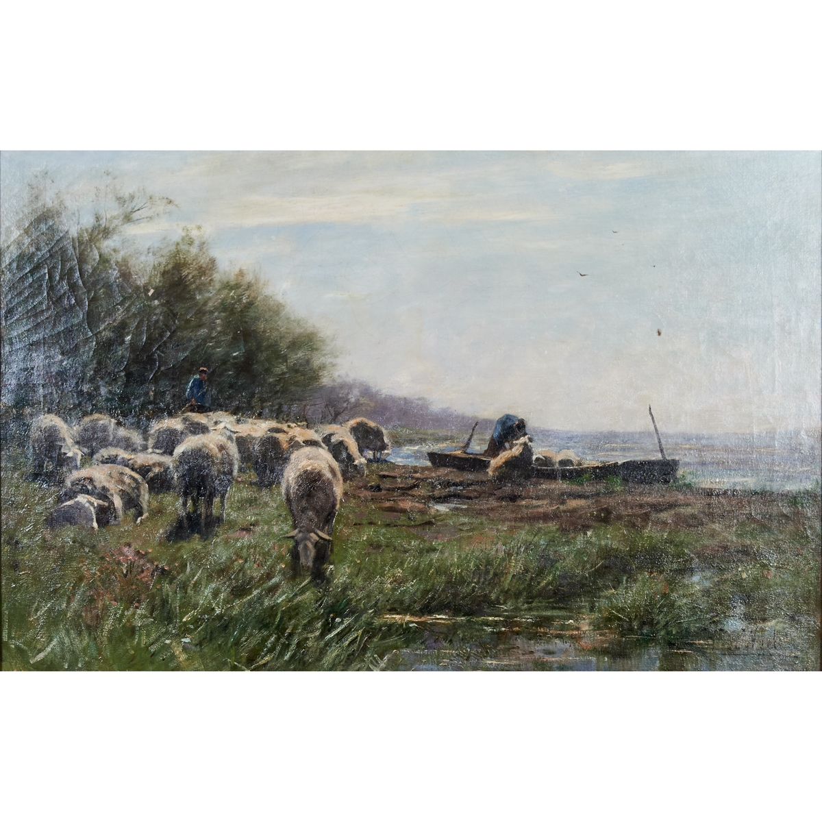 Artwork by Herman Johannes van der Weele, Hermanus Johannes Van der Weele, Shepard and Flock, oil, Made of oil on canvas