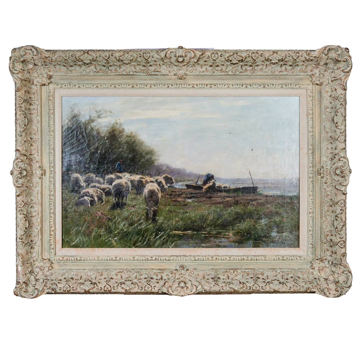 Artwork by Herman Johannes van der Weele, Hermanus Johannes Van der Weele, Shepard and Flock, oil, Made of oil on canvas