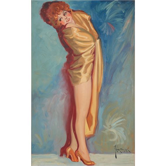 Irving Sinclair, Draped Woman, oil by Irving Sinclair