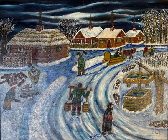 Chaim BELLER- ILEX (1914-2005) Work in the snow 1996 Oil on canvas Signed and dated lower right 48 x 55 cm by Beller-ilex Chaim