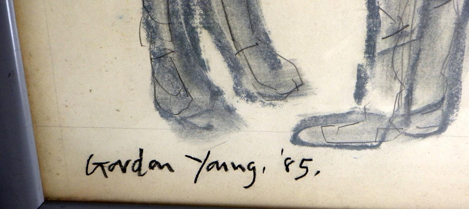 Artwork by Gordon Young, Figure Studies 1 For Foundation Stones, Made of crayon on paper