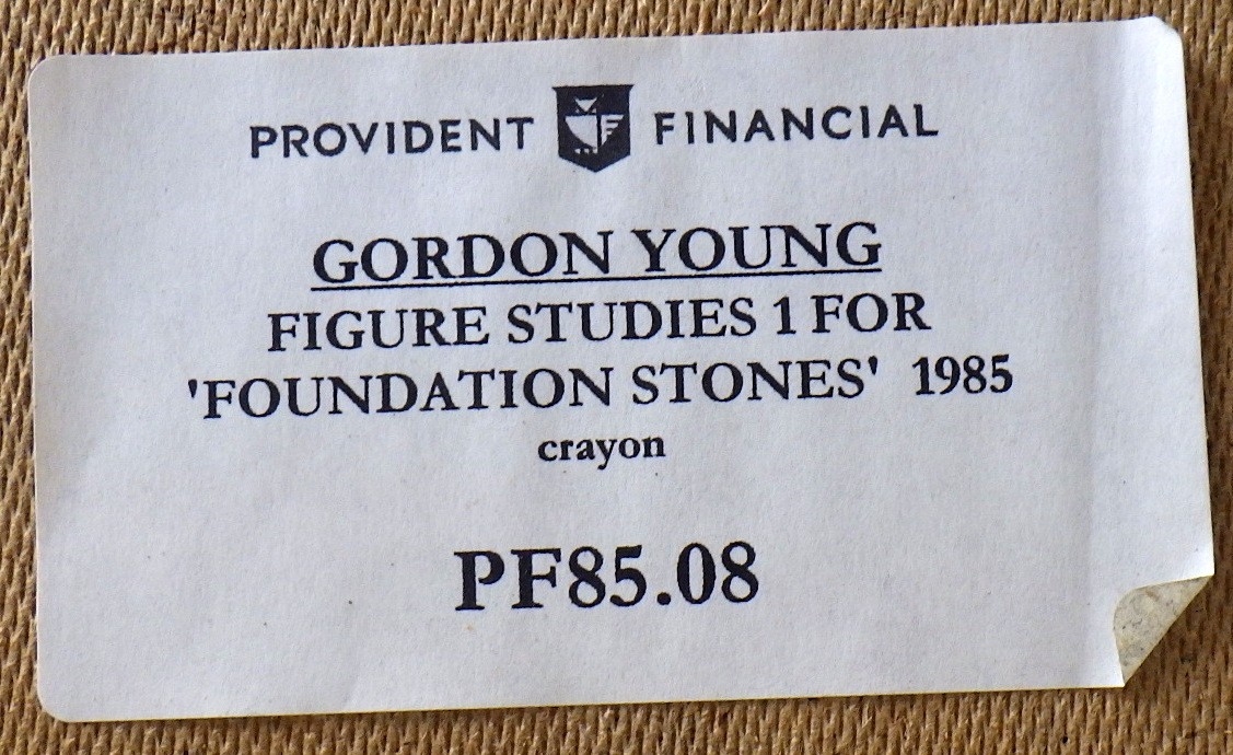 Artwork by Gordon Young, Figure Studies 1 For Foundation Stones, Made of crayon on paper