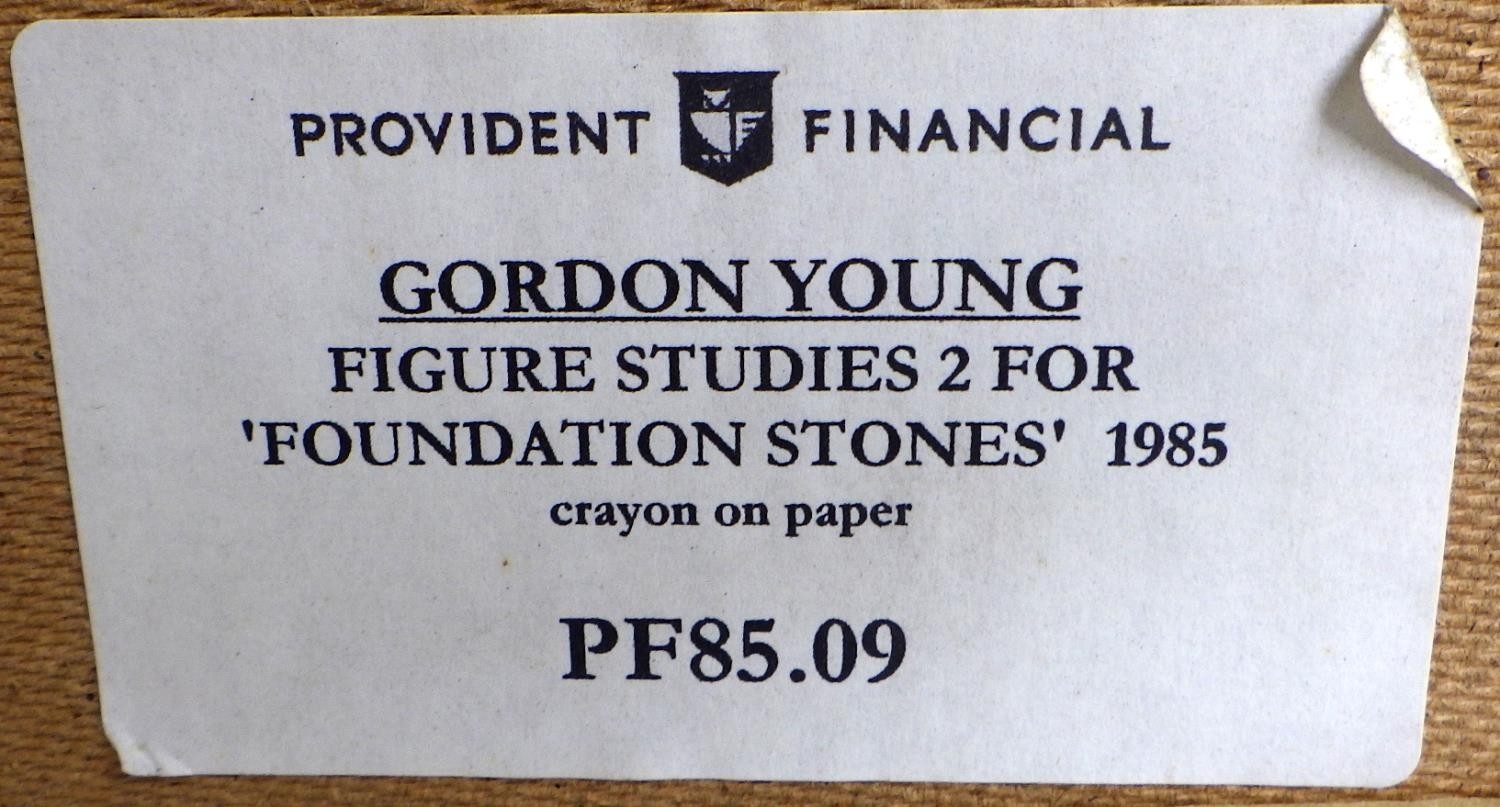 Artwork by Gordon Young, Figure Studies 1 For Foundation Stones, Made of crayon on paper