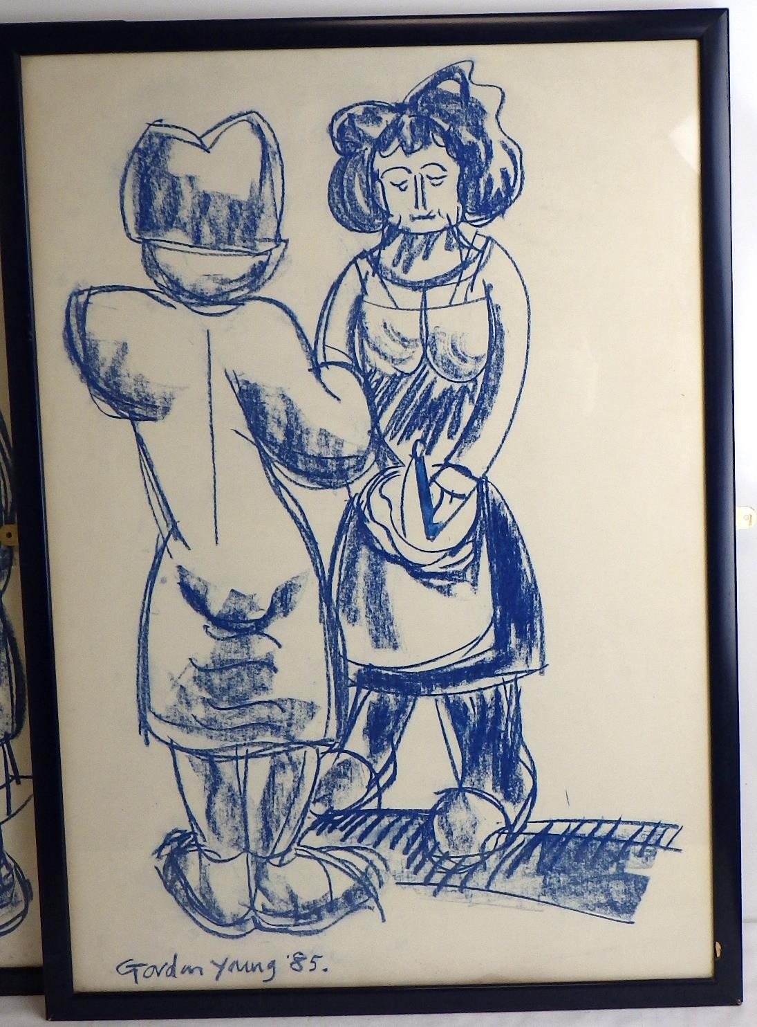 Artwork by Gordon Young, Figure Studies 1 For Foundation Stones, Made of crayon on paper