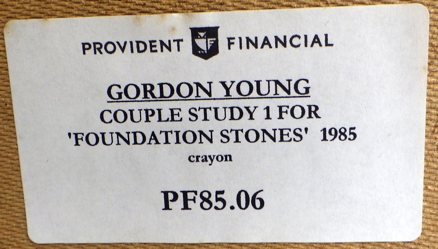 Artwork by Gordon Young, Figure Studies 1 For Foundation Stones, Made of crayon on paper