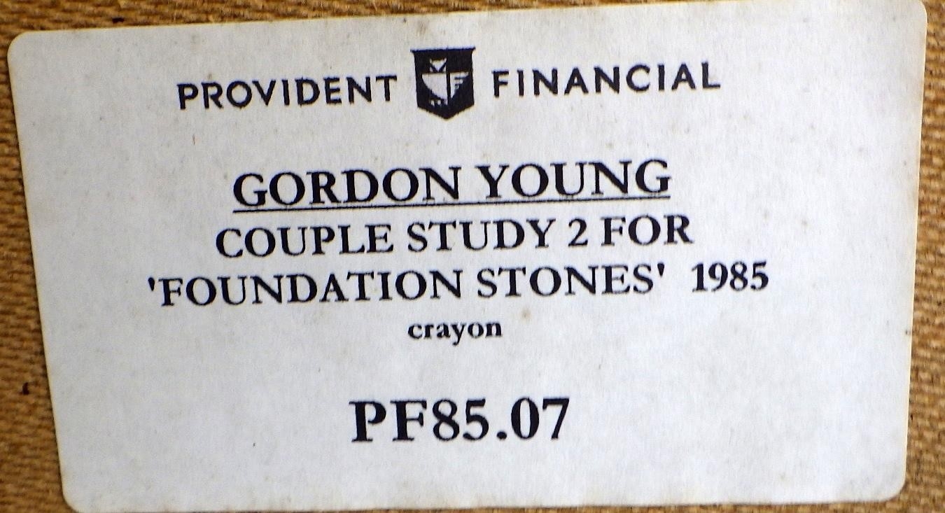 Artwork by Gordon Young, Figure Studies 1 For Foundation Stones, Made of crayon on paper