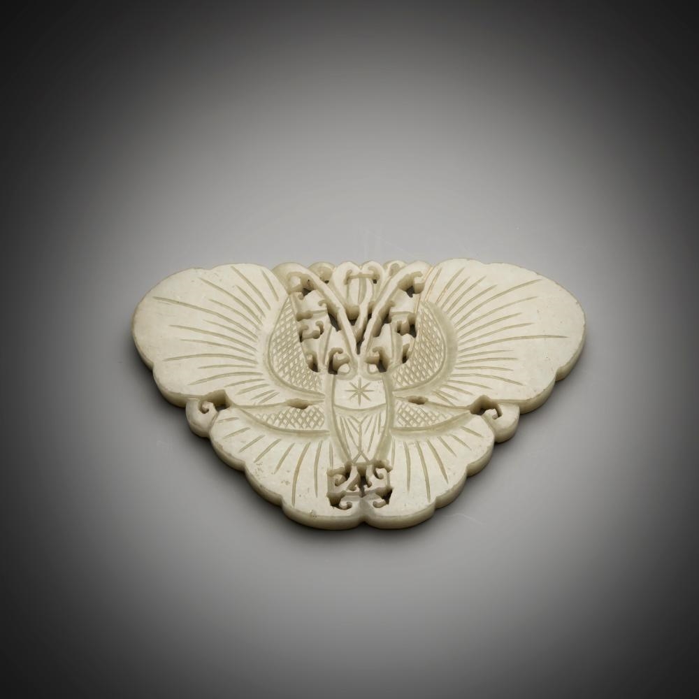 Artwork by Chinese School, A CARVED JADE BUTTERFLY PLAQUE, Made of CARVED JADE