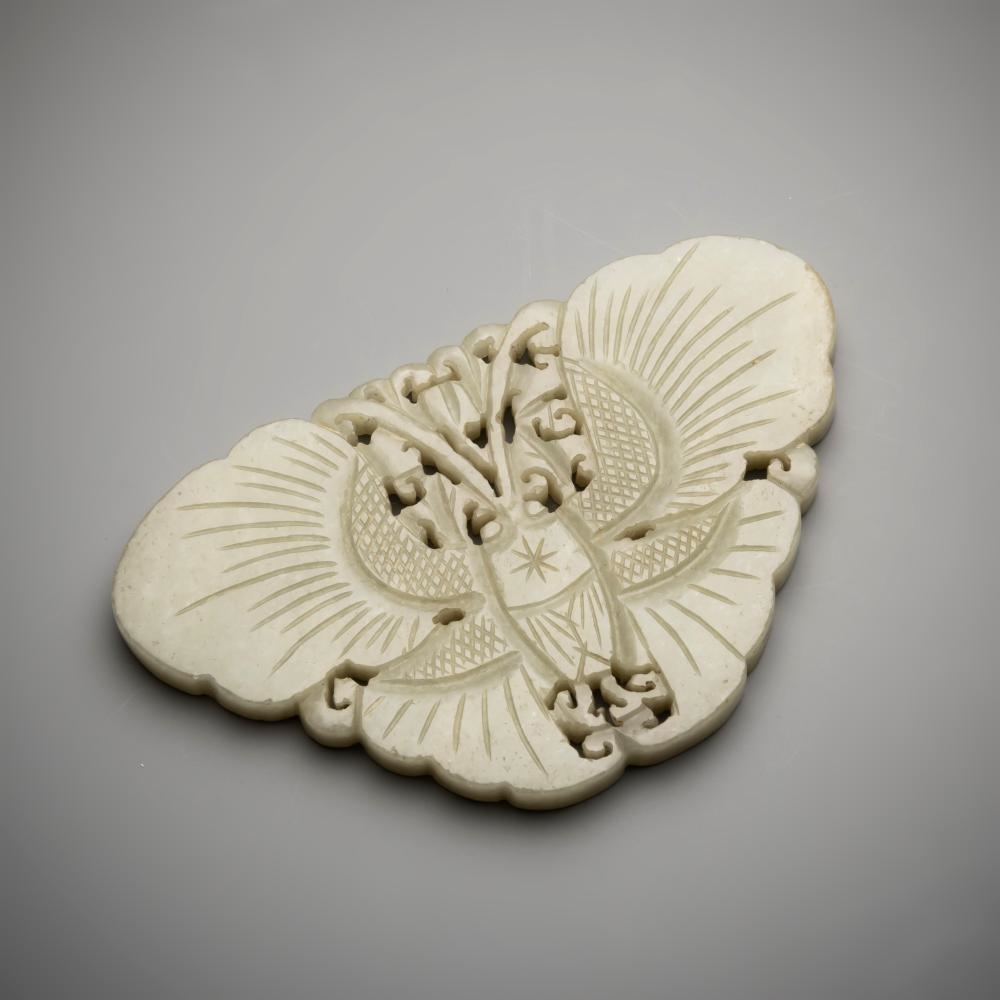 Artwork by Chinese School, A CARVED JADE BUTTERFLY PLAQUE, Made of CARVED JADE