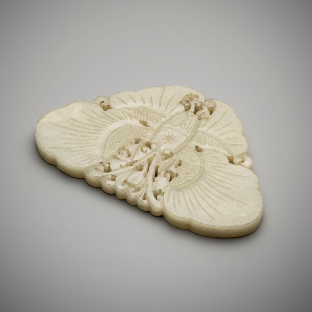 Artwork by Chinese School, A CARVED JADE BUTTERFLY PLAQUE, Made of CARVED JADE