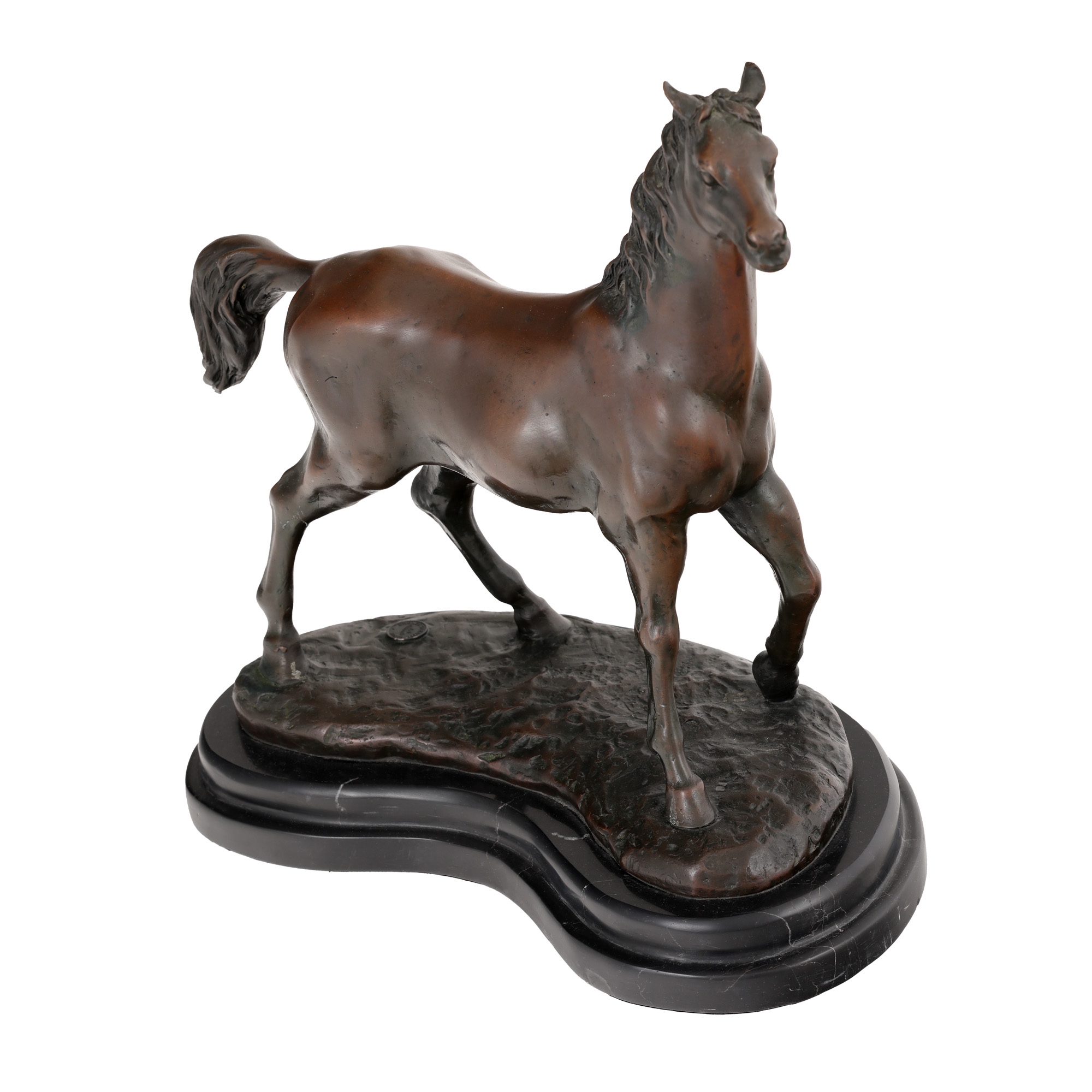 Artwork by Miguel Fernando López (Milo), Bronze equestrian statuette, Made of bronze, marble