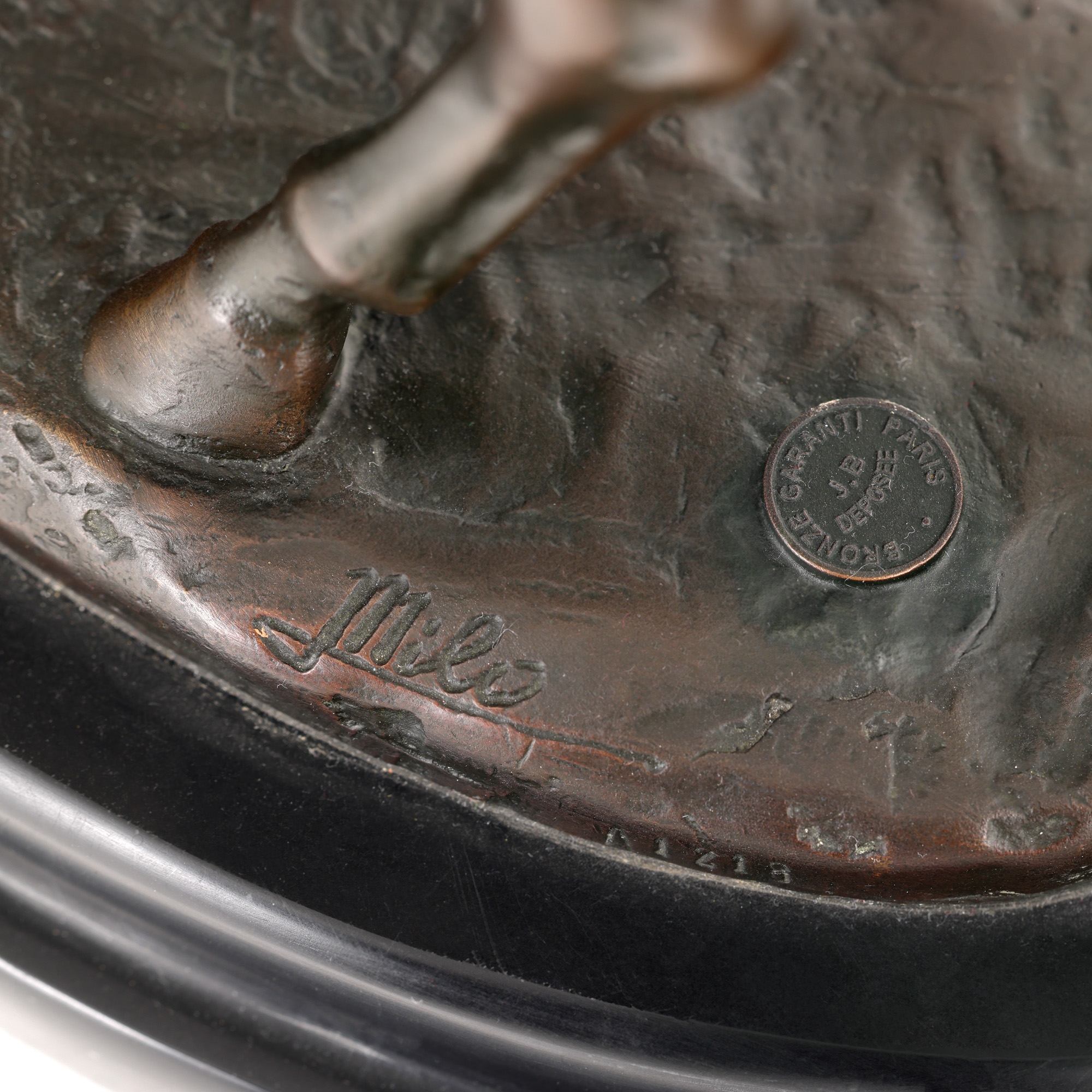 Artwork by Miguel Fernando López (Milo), Bronze equestrian statuette, Made of bronze, marble