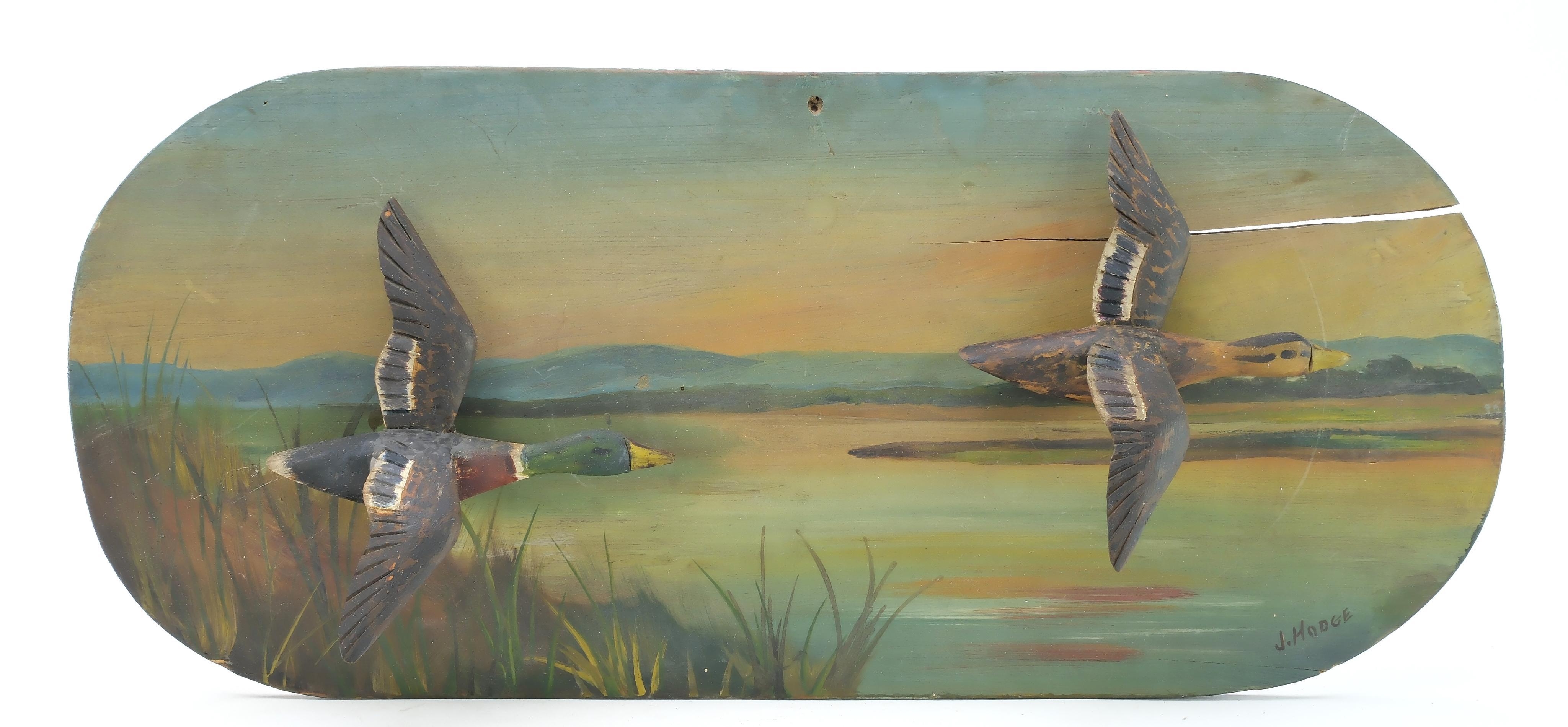 Artwork by John Hodge, Pair of mallards, Made of miniature plaques