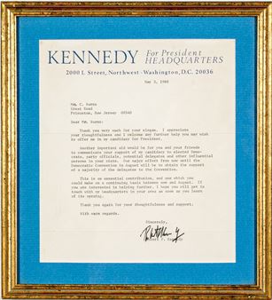 Letter for President Headquarters stationery - Robert Kennedy