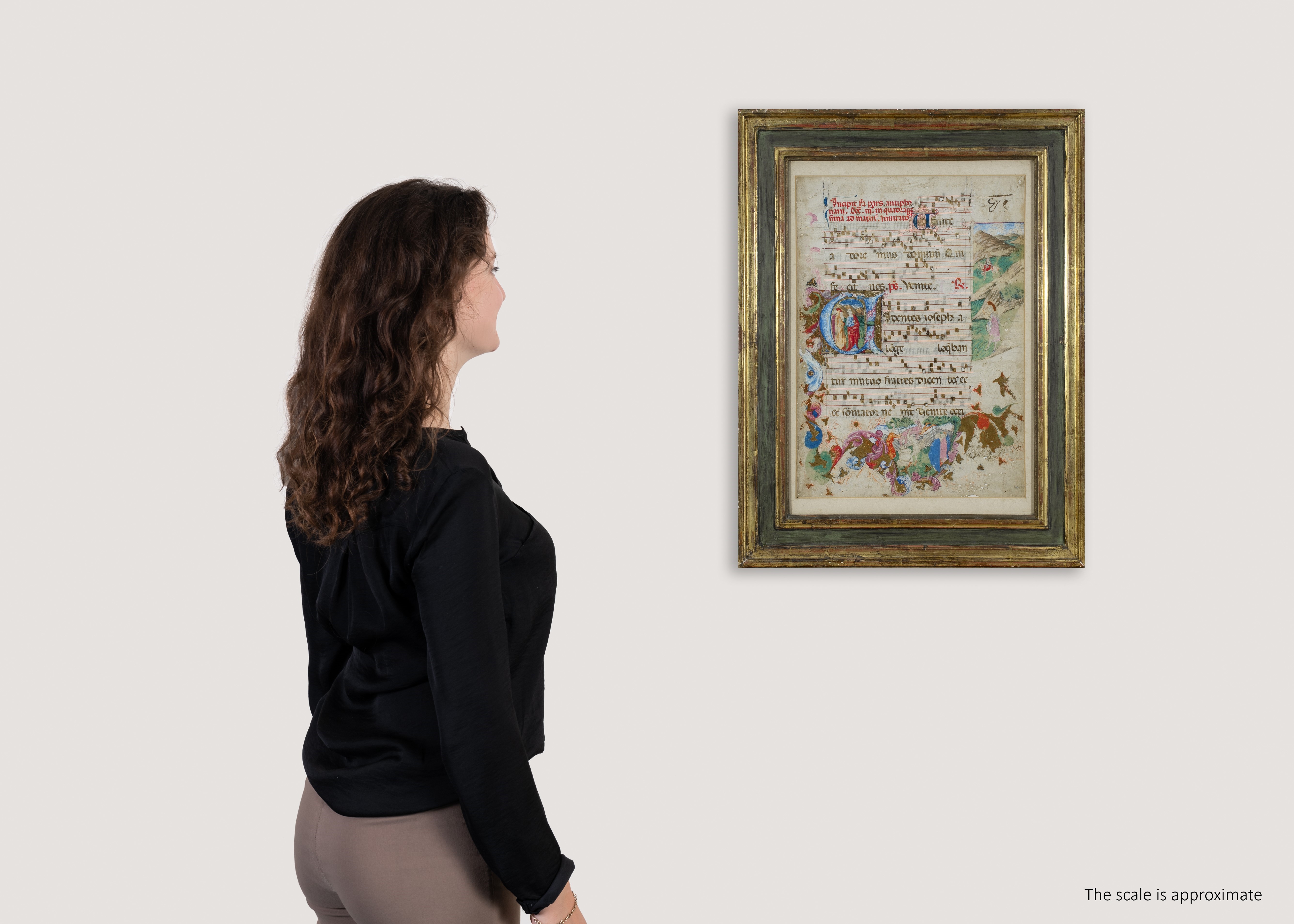 A page from a medieval manuscript with a painting of a man and a woman.