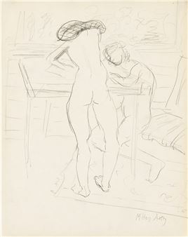 Two Female Nudes at a Drawing Table