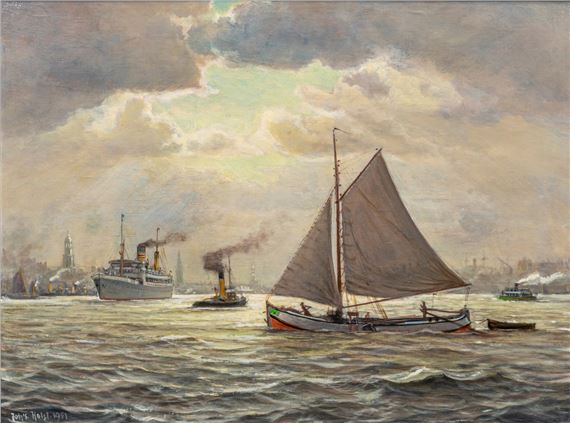 Port of Hamburg by Johannes Holst, 1951