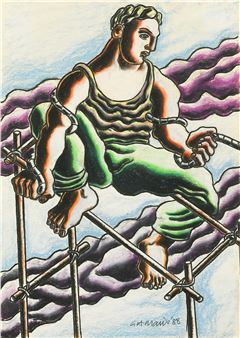 A worker tensioning rope - Gerard Morris