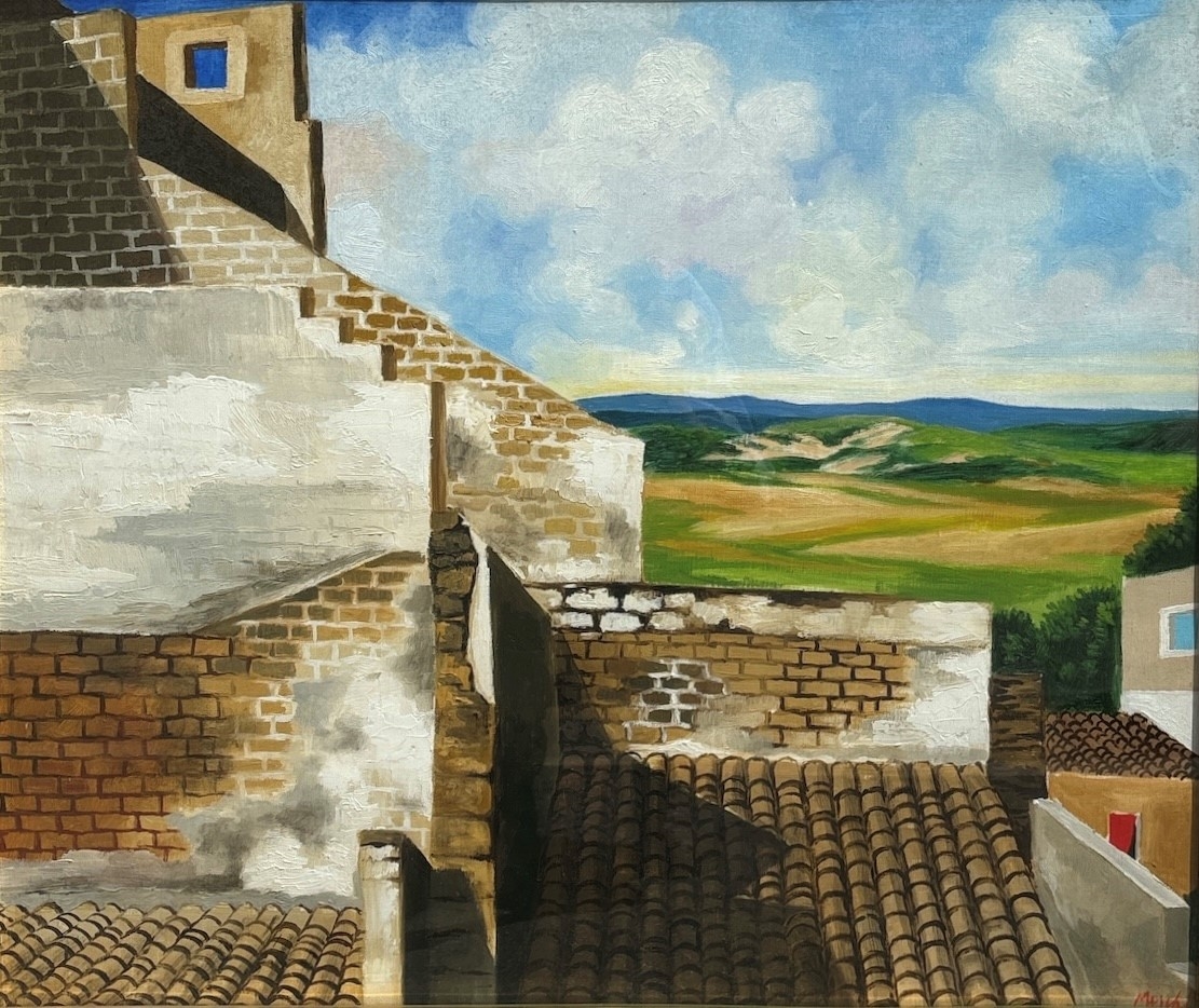 Artwork by Renzo Meschis, Tetti, Made of oil on canvas