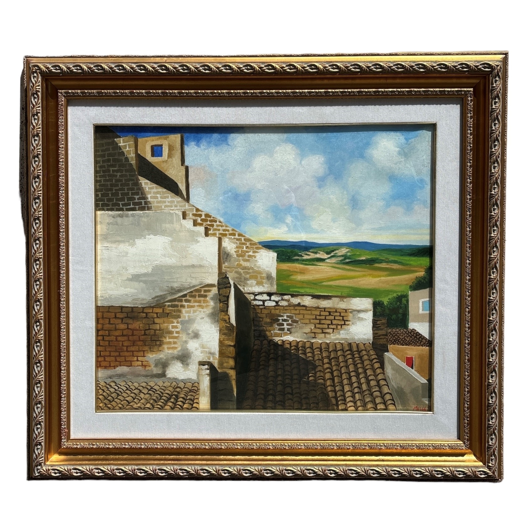 Artwork by Renzo Meschis, Tetti, Made of oil on canvas