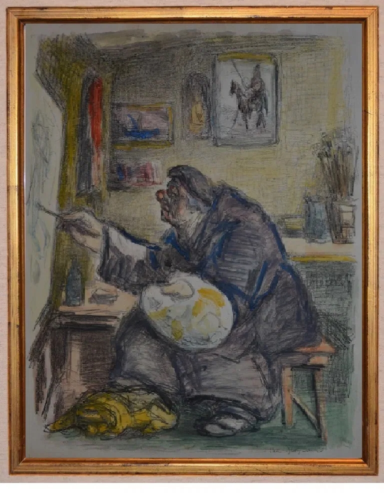 Artwork by B. Kopman, Self-portrait, Made of watercolor on paper