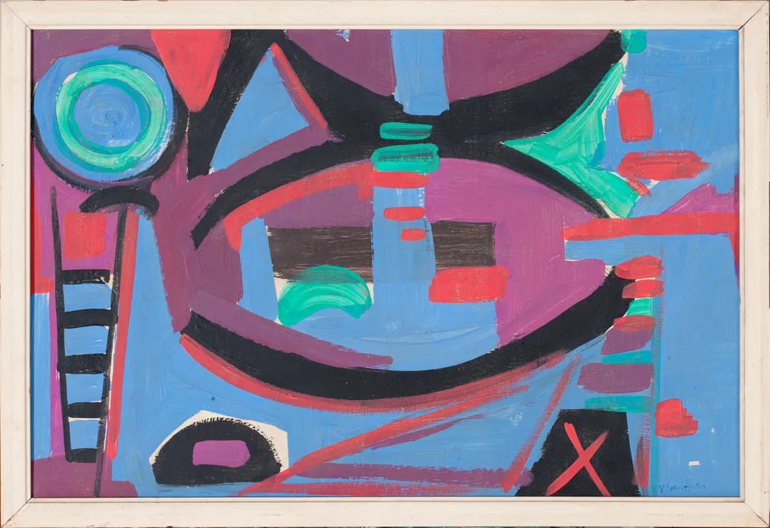 Artwork by Emerson S. Woelffer, Absrtract, Made of oil on hardboard